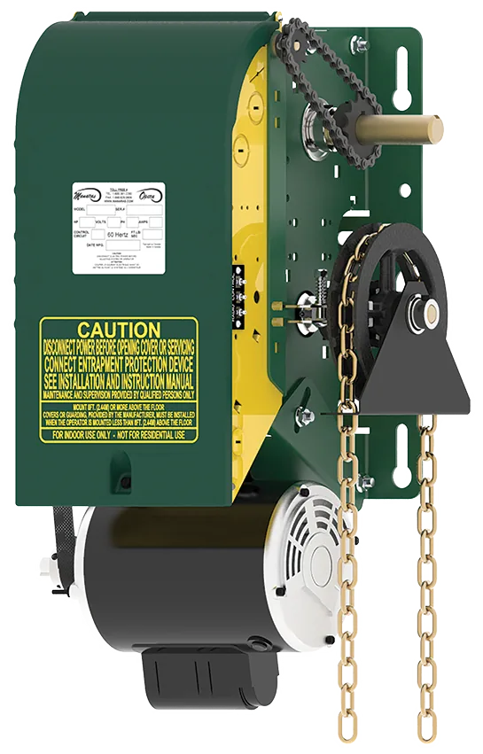 Manaras Opera-H heavy-duty jackshaft with Hoist-a-Matic chain hoist
